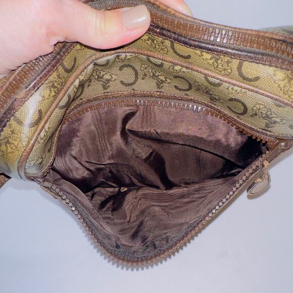 Celine C Macadam Carriage shoulder bag crossbody PVC leather brown authentic - Picture 10 of 14